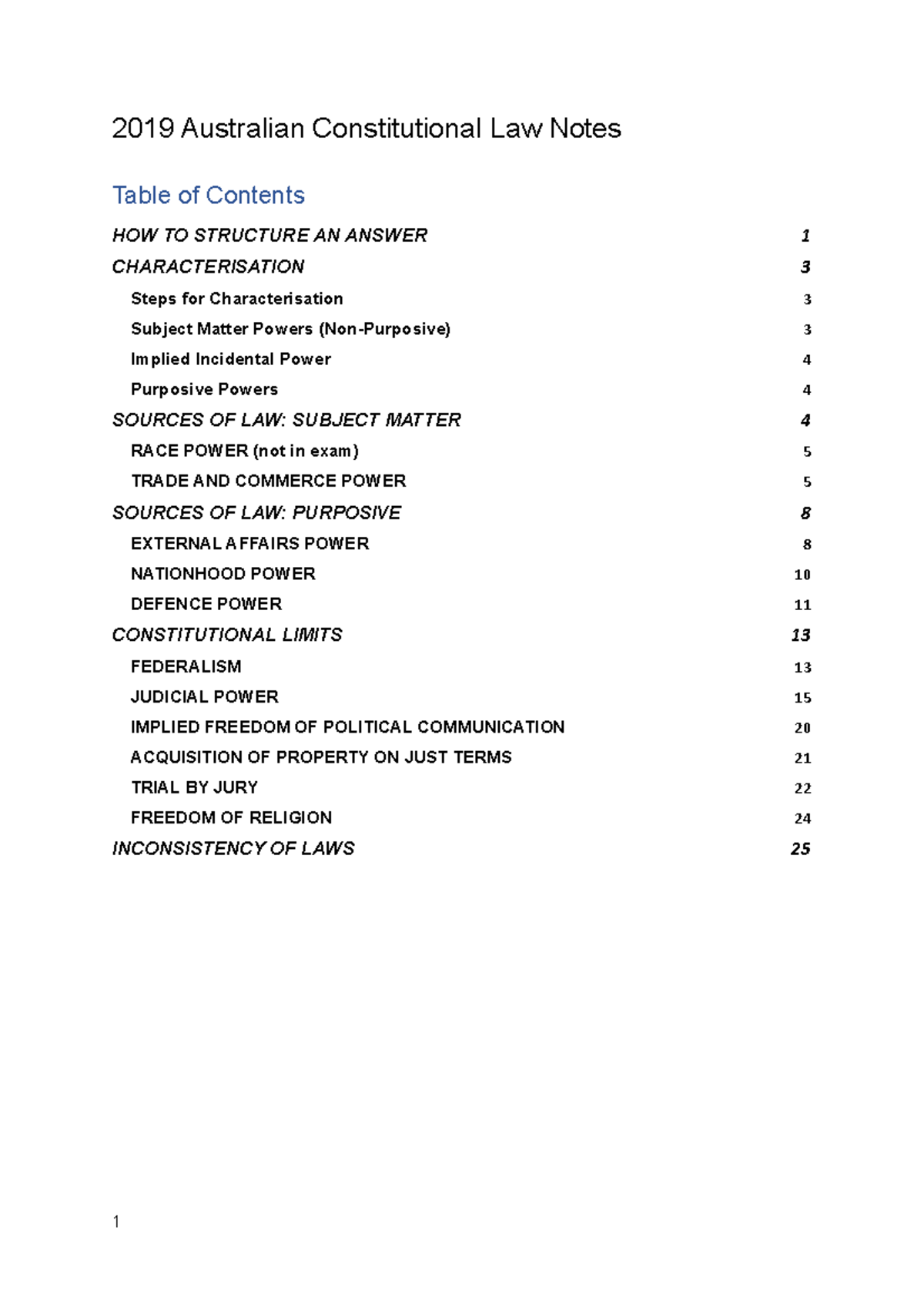 2019 Australian Constitutional Law Notes - Identify specifically what ...