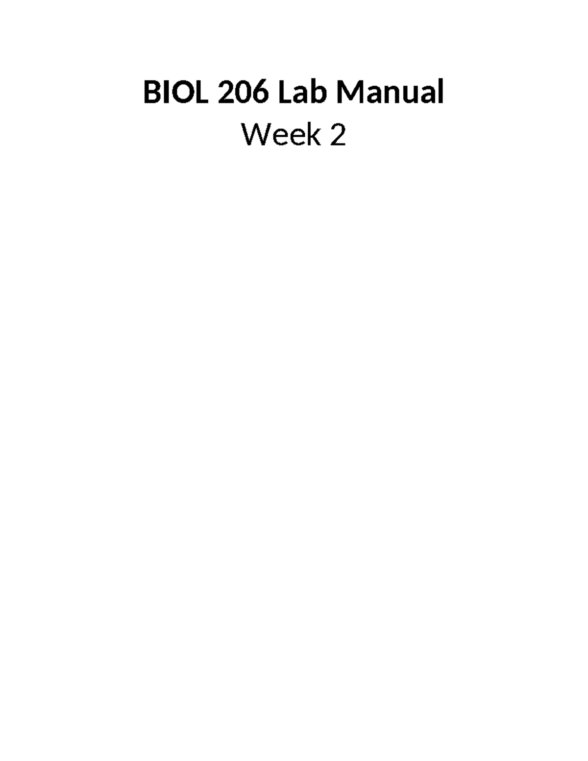 206 Lab Manual - Week 2 - BIOL 206 Lab Manual Week 2 Ubiquity of ...
