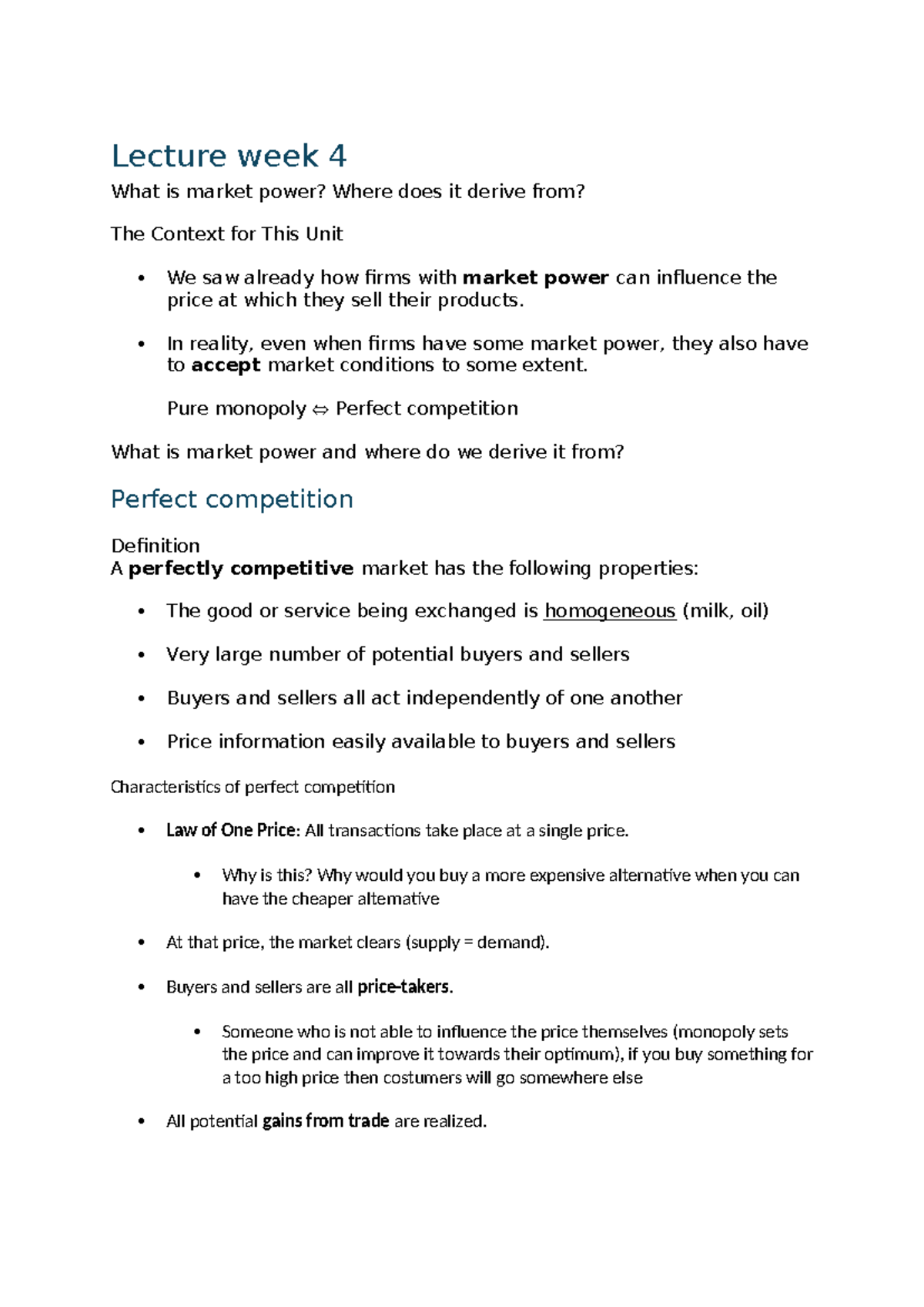 Principles of Economics - Lecture 4: Market Power and Equilibrium ...