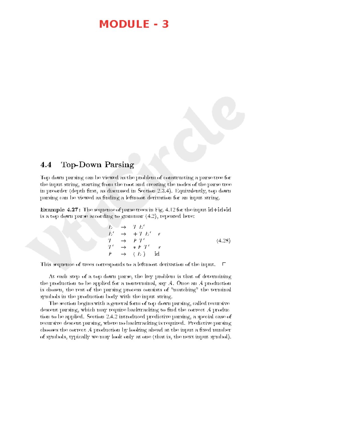 BCS613C Parsing Module 3: Grammar and Predictive Parsing Techniques ...