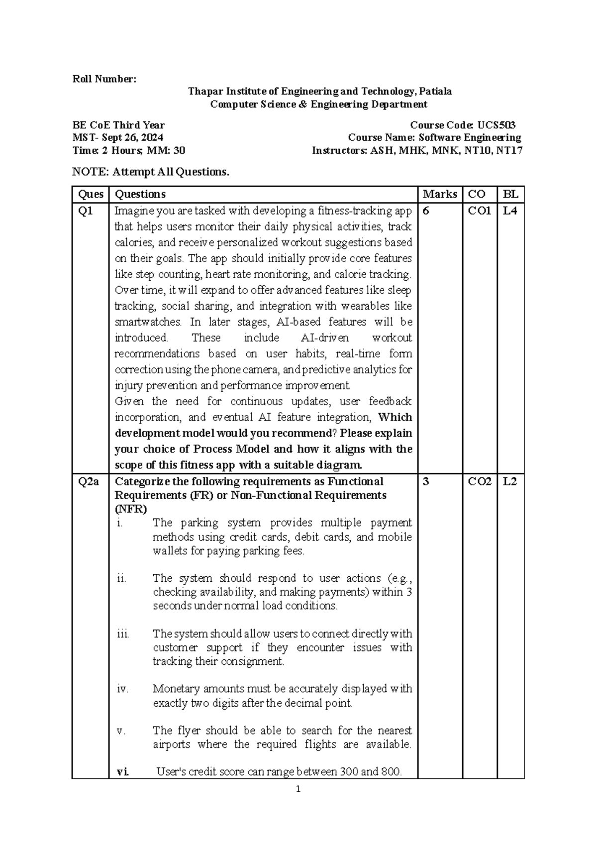 UCS503 Software Engineering Midterm Exam Notes - 2024 - Studocu
