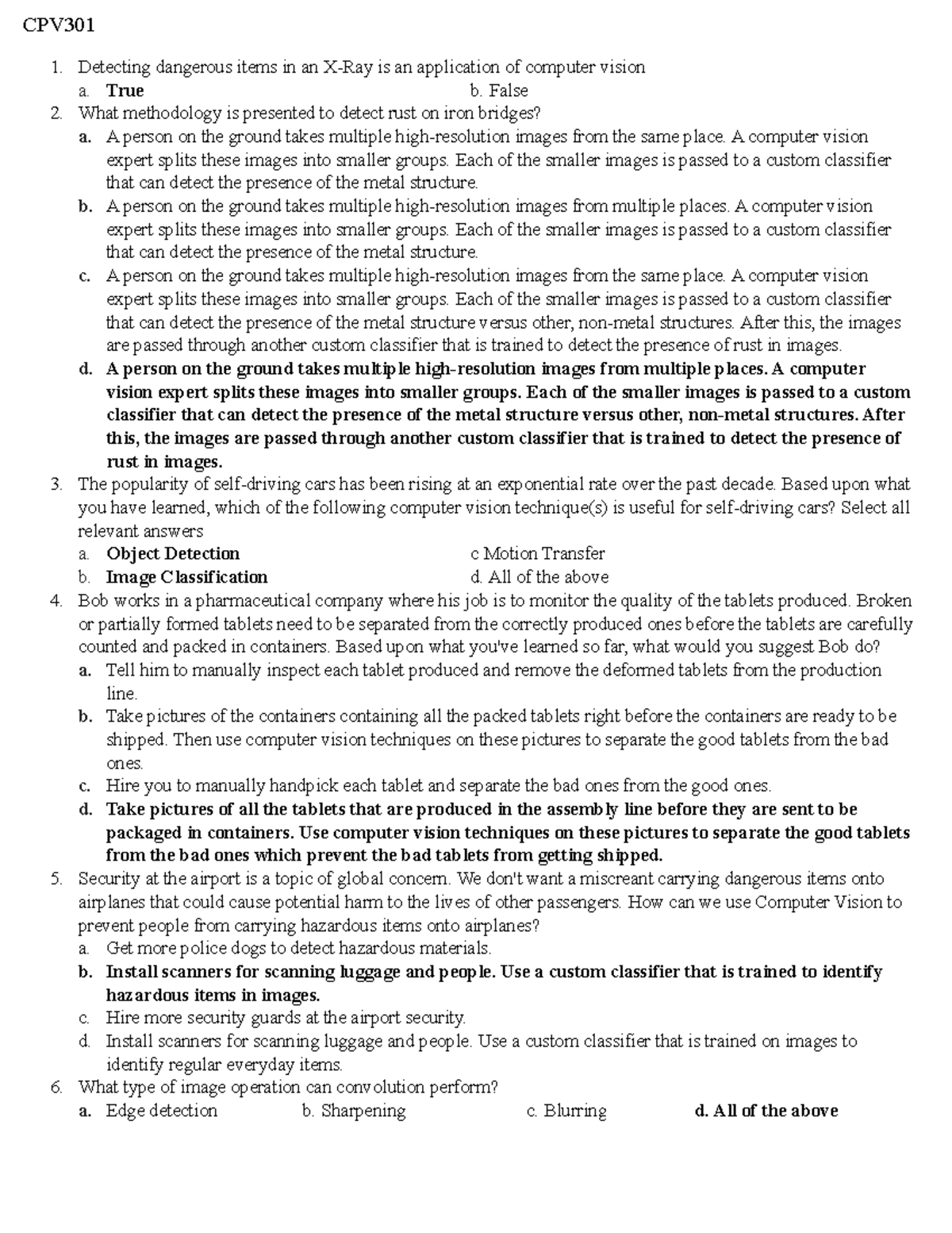CPV-Quiz2: Comprehensive Overview of Computer Vision Concepts - Document Preview