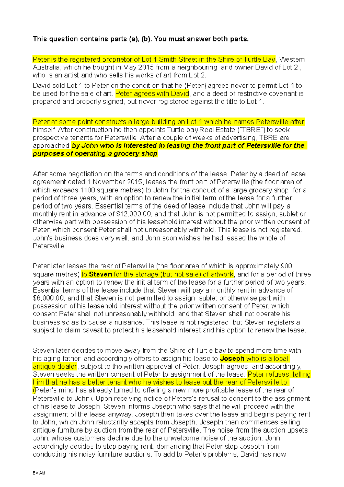 Property LAW II - Draft Exam Answers: Legal Issues & Solutions - Studocu