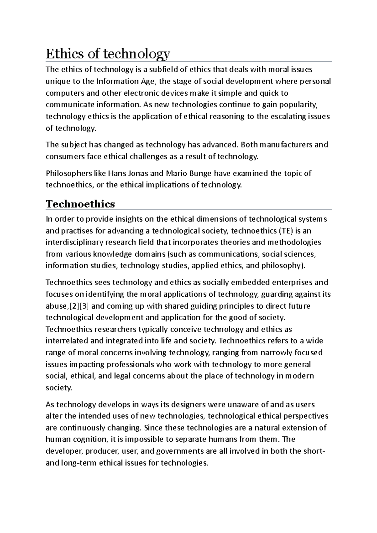Ethics of Technology: A Study on Technoethics and Its Implications ...