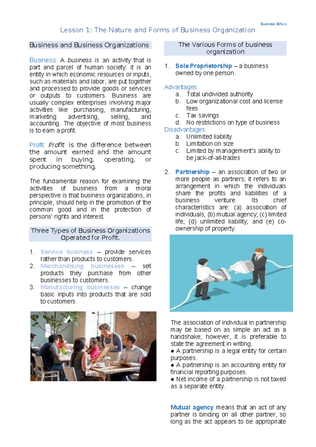 Business Ethics Lecture Notes: Org Structures and Social Responsibility ...