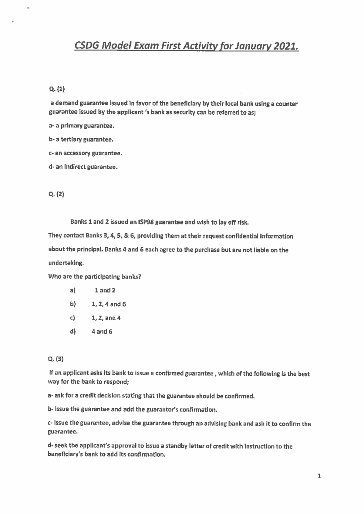 40 Essential Test Questions for CSDG Course Review - Studocu