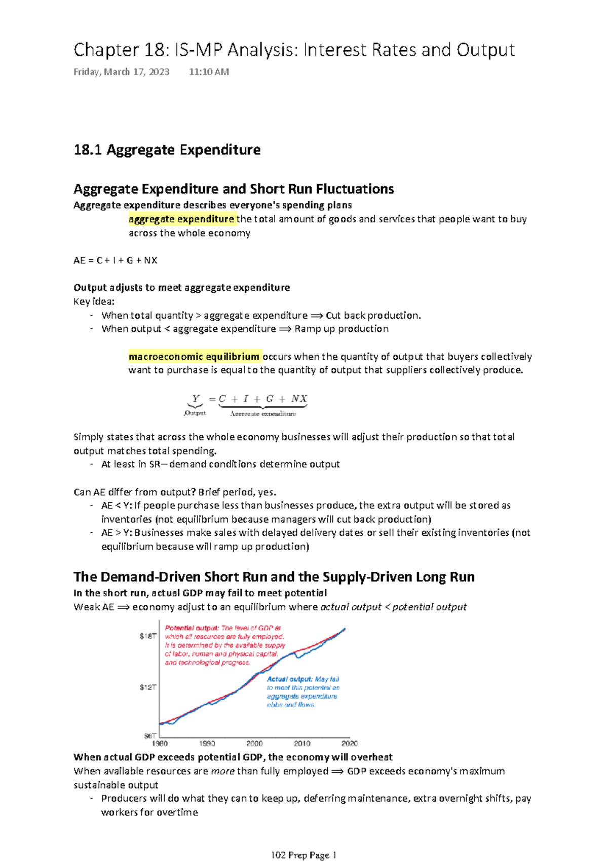 ECO102 Chapter 18: IS-MP Model Analysis of Interest Rates and Output ...