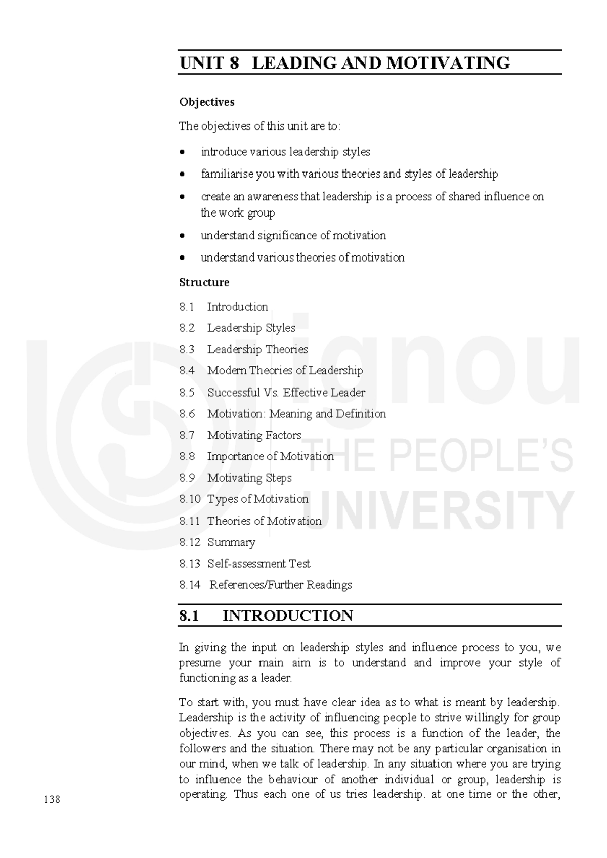 Unit-8: Leadership & Motivation Theories in Managerial Processes-II ...