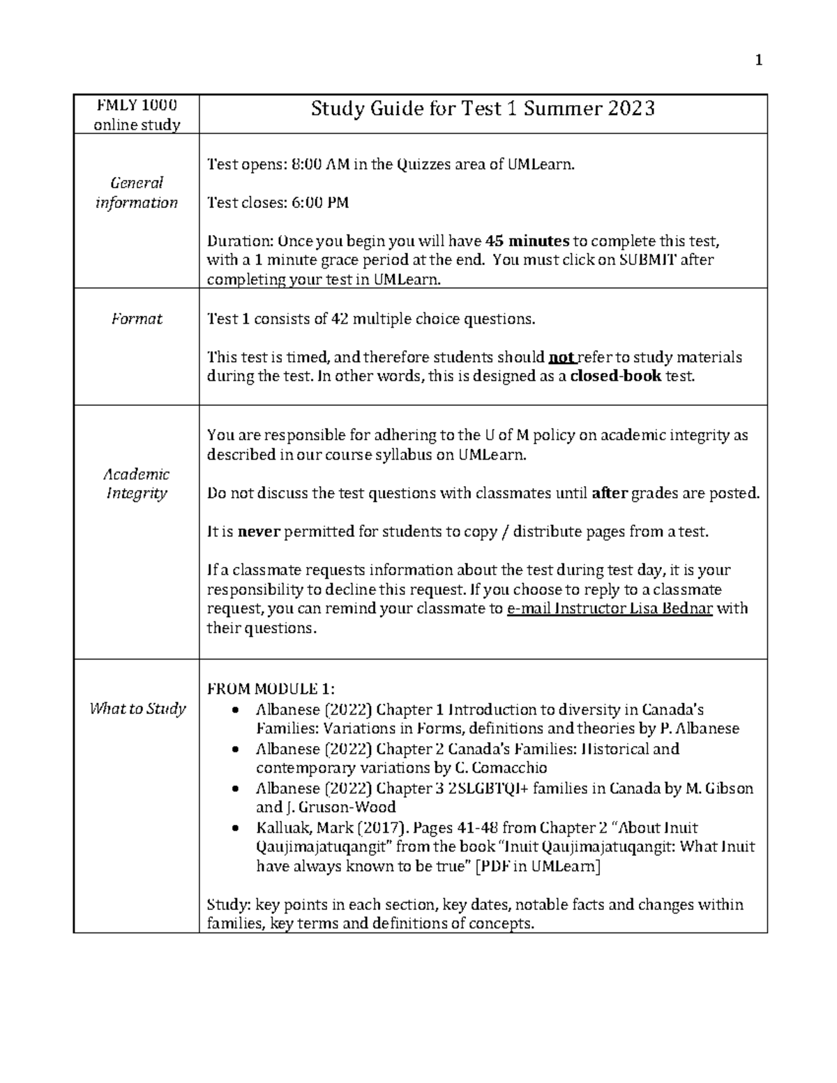 FMLY 1000 Test 1 Study Guide - Summer 2023 Exam Preparation - Studocu