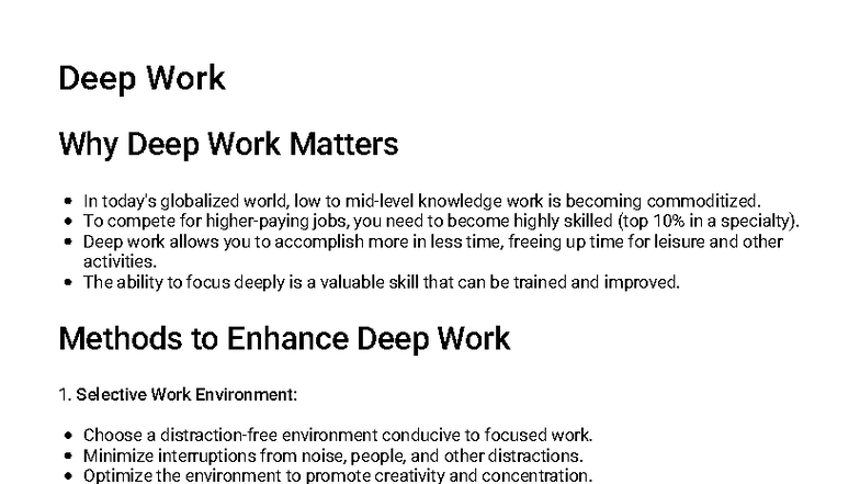 Deep Work Full Summary-Study Guide - Deep Work Why Deep Work Matters In ...