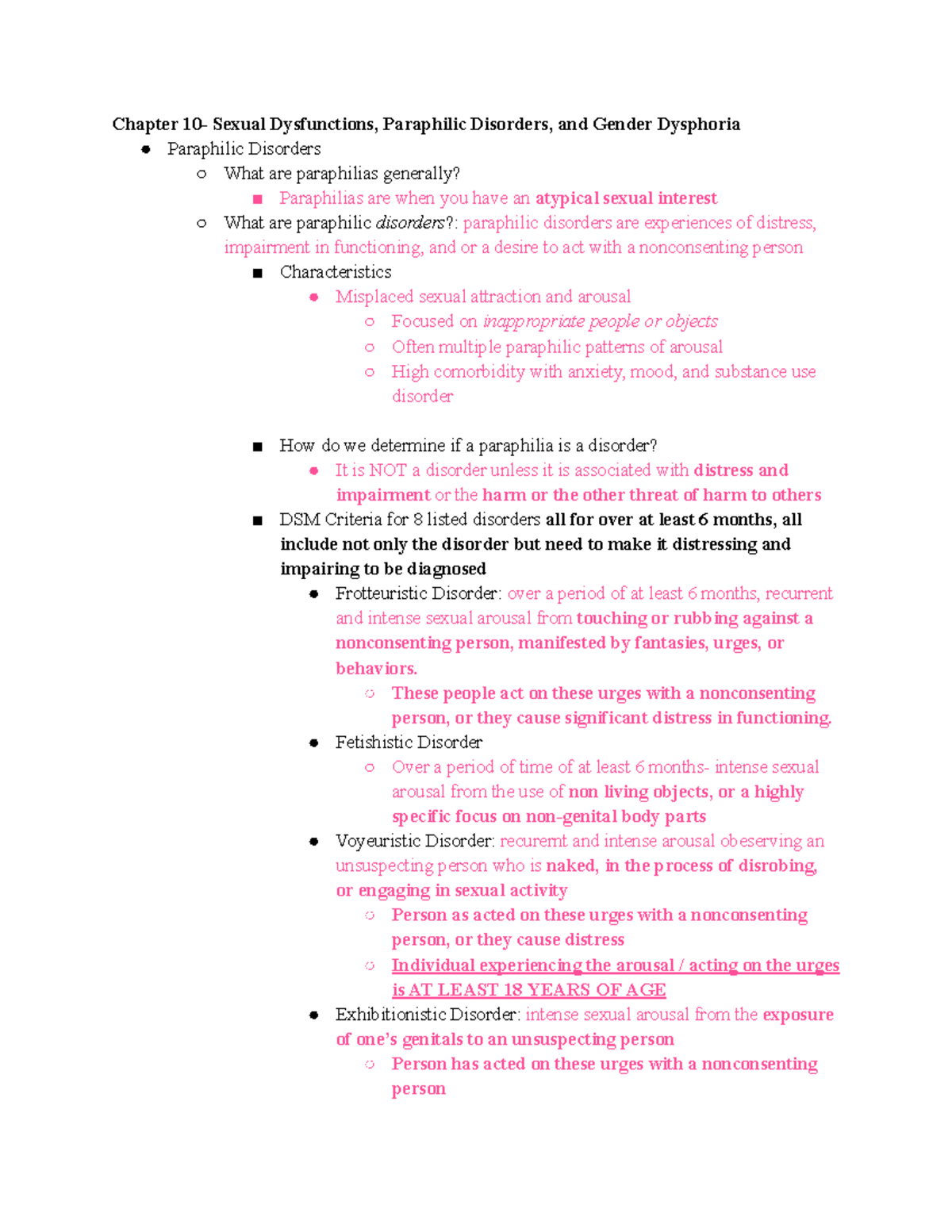 Psychopathology PSY 301 Final Exam Study Guide: Sexual Dysfunctions ...