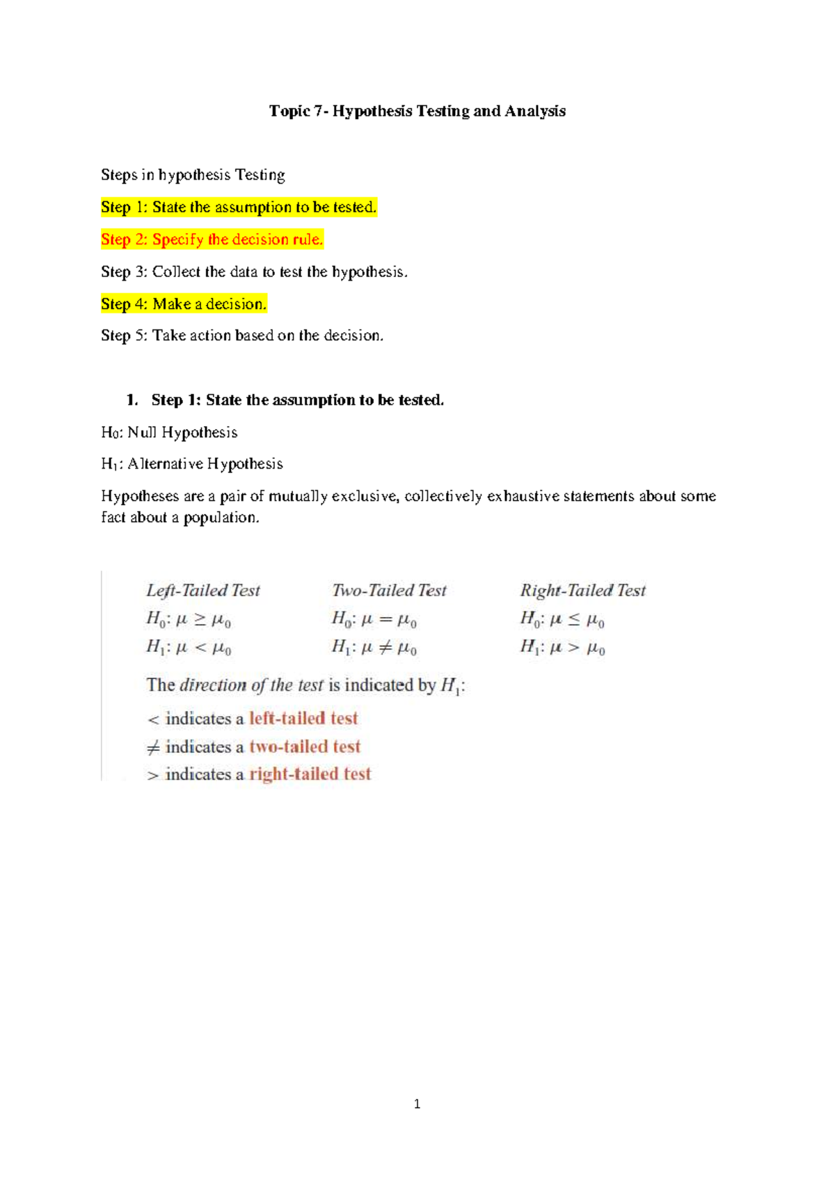 Hypothesis Testing Steps: A Comprehensive Guide - Studocu