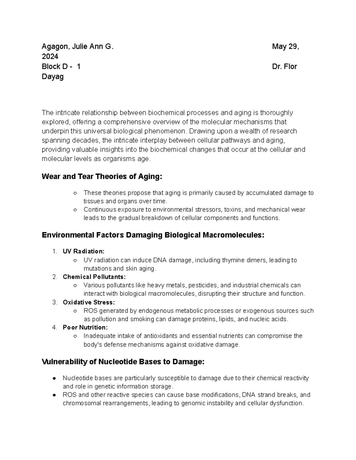 Biochemistry of Aging: Insights into Mechanisms and Theories (BIO 2024 ...