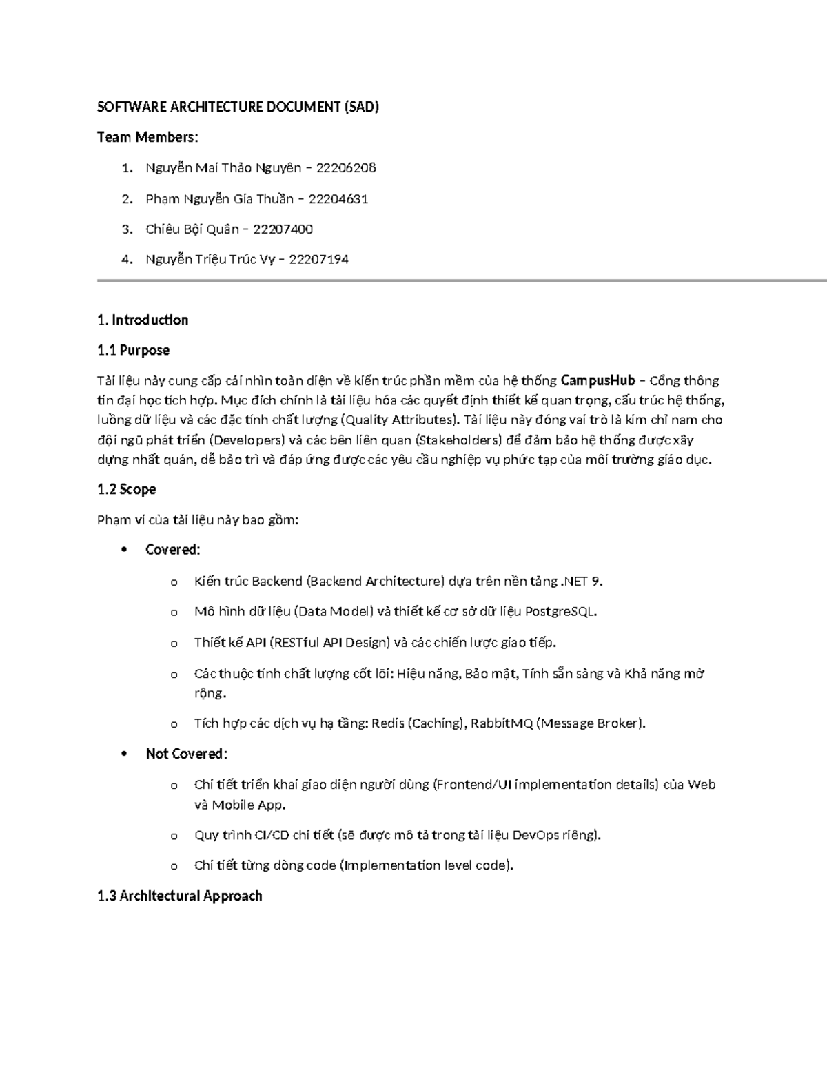 SOFTWARE ARCHITECTURE DOCUMENT (SAD) for CampusHub System - Studocu