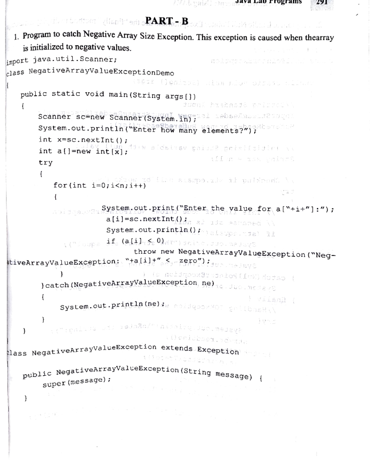 JAVA LAB PART B: Exception Handling and GUI Programs - Studocu
