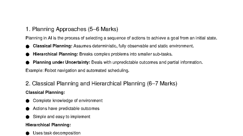 Unit 5 AI Exam Notes: Planning, Generative AI, and XAI - Studocu
