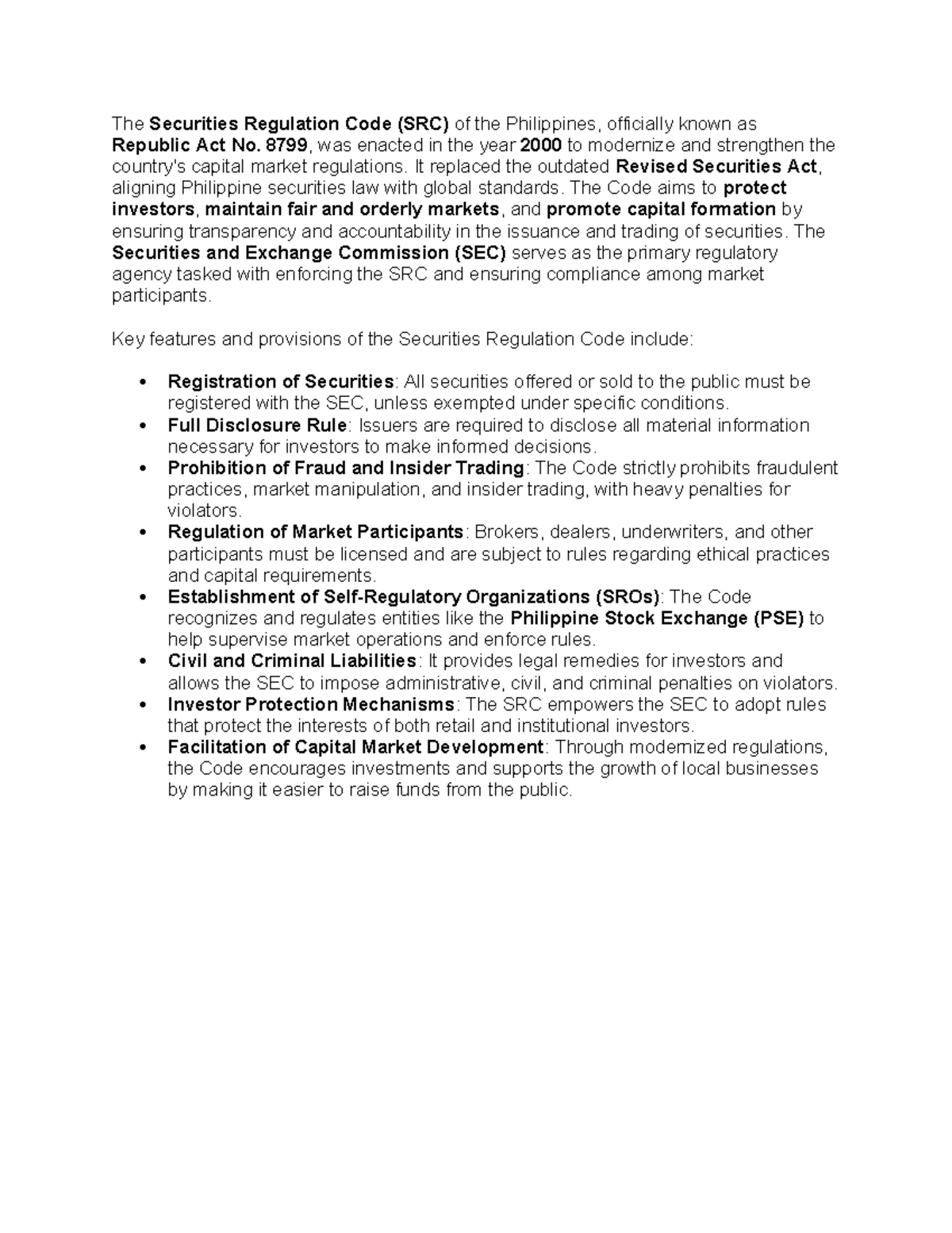 Securities Regulation Code (SRC) of the Philippines: Key Features and ...