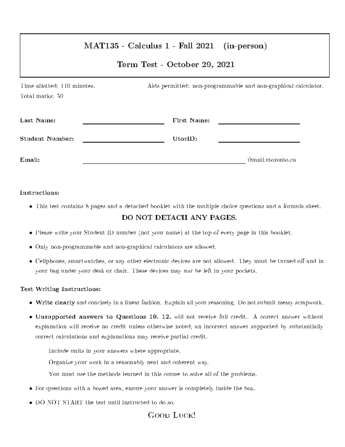 MAT 135 - Fall 2021 Midterm Practice Exam and Instructions - Studocu