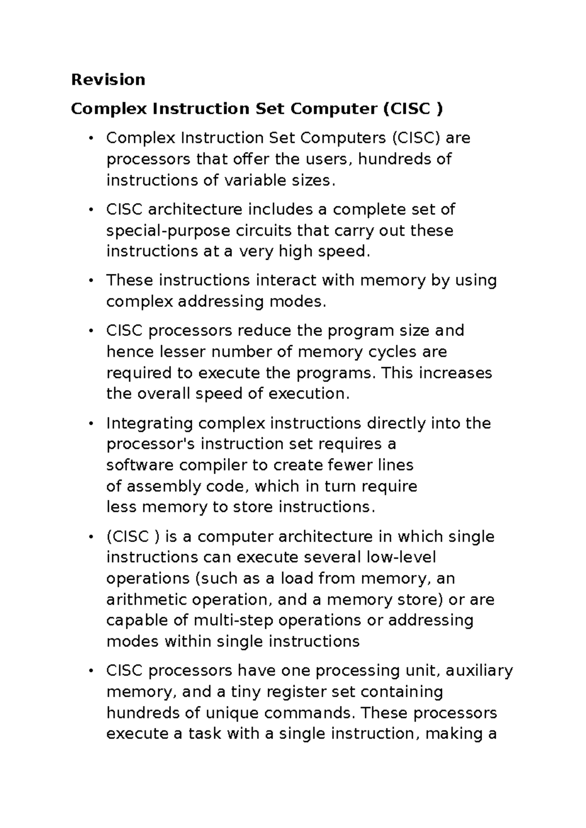 CISC vs RISC: A Comprehensive Overview - Studocu