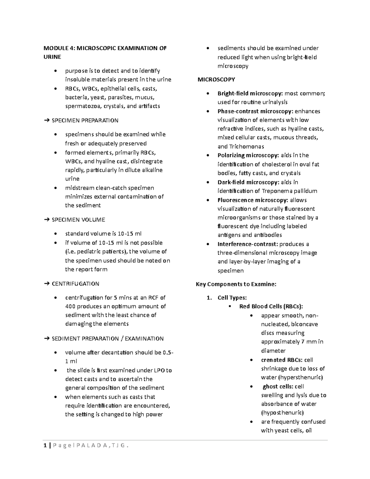 Module 4: Microscopic Examination of Urine - Studocu