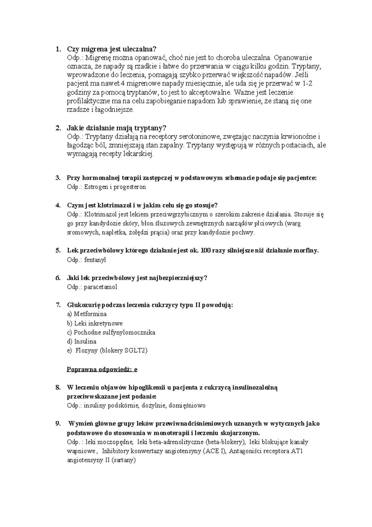 Farmakologia: Pytania i Odpowiedzi do Egzaminu (FAM-2023) - Studocu