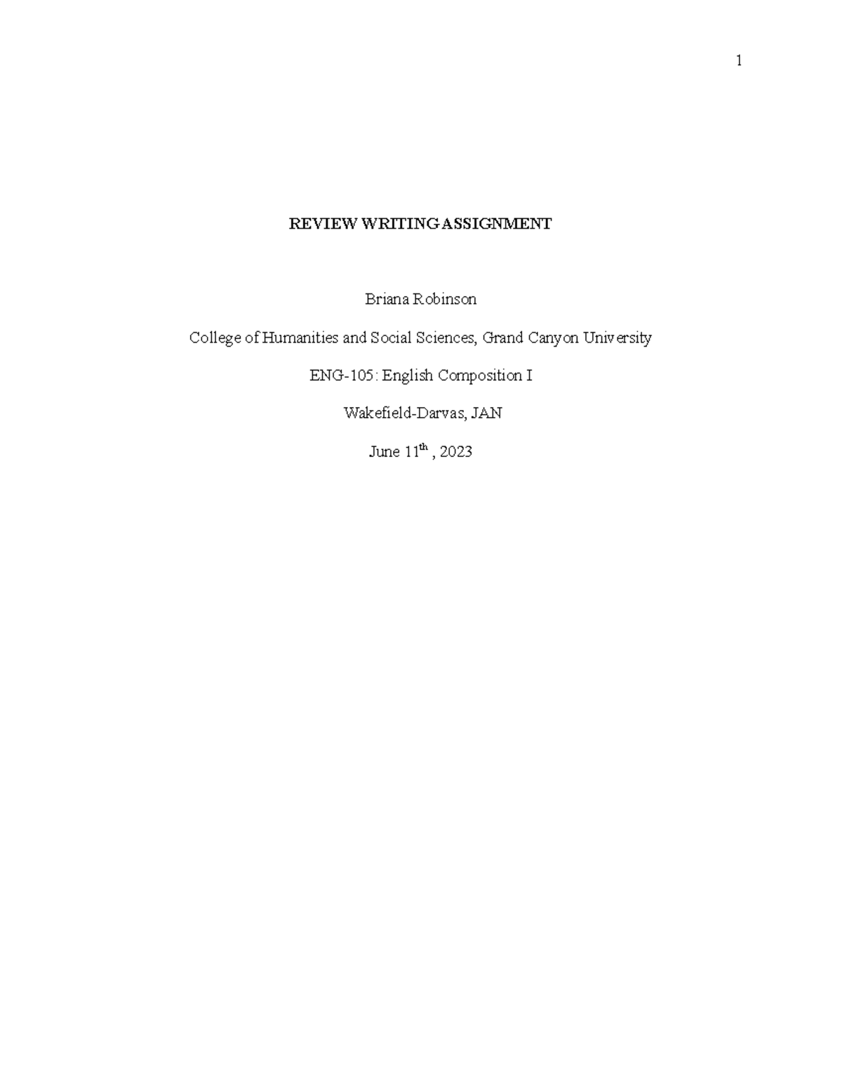 ENG-105 Review Writing Assignment on ADHD Article Analysis - Studocu