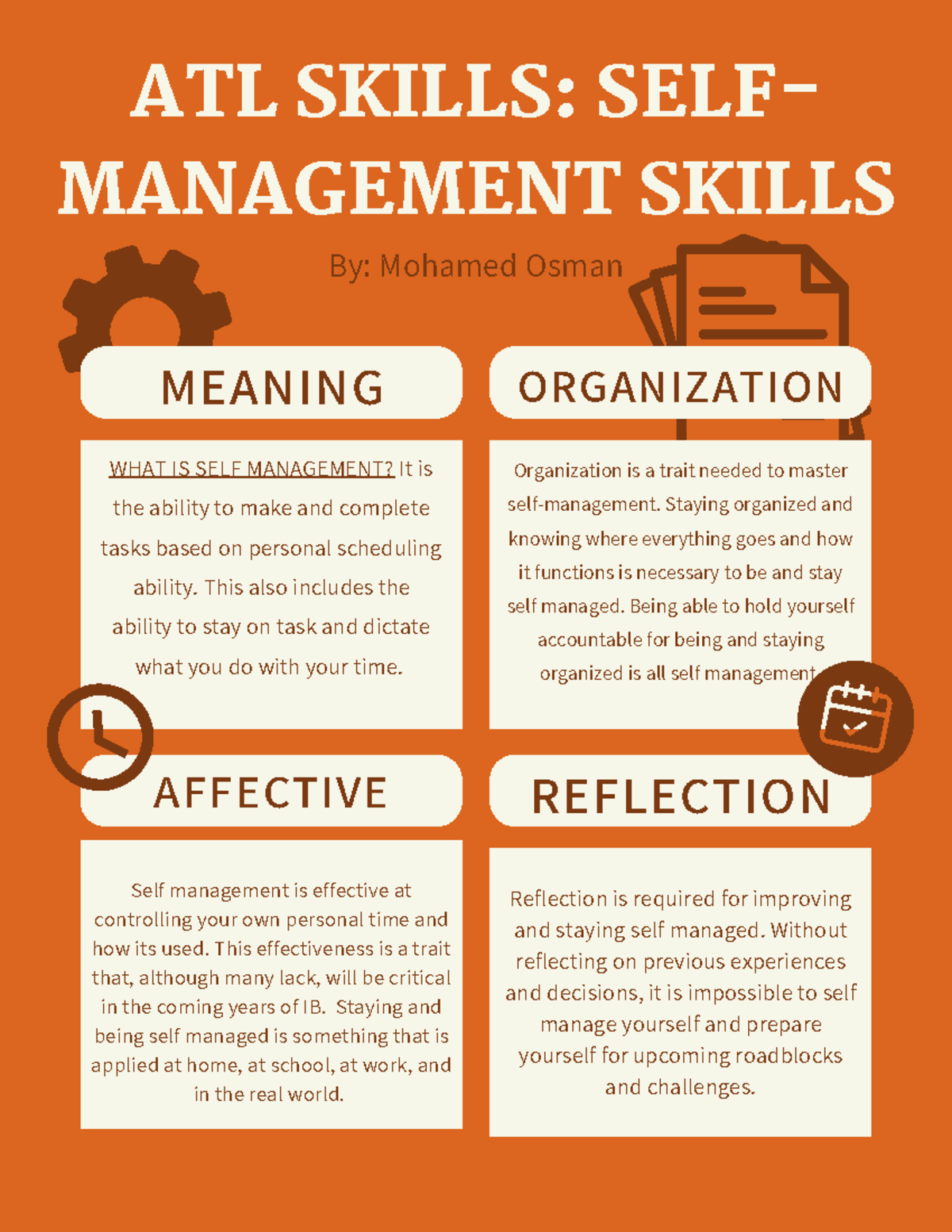 ATL SKILLS: SELF-MANAGEMENT SKILLS - Understanding Organization and ...