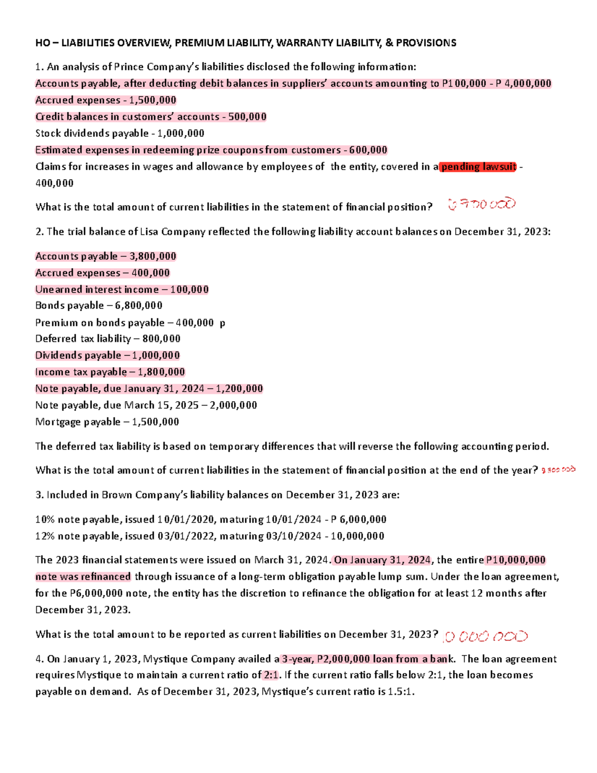 HO-LIAB- Overview of Premiums, Warranty, and Provisions Analysis - Studocu