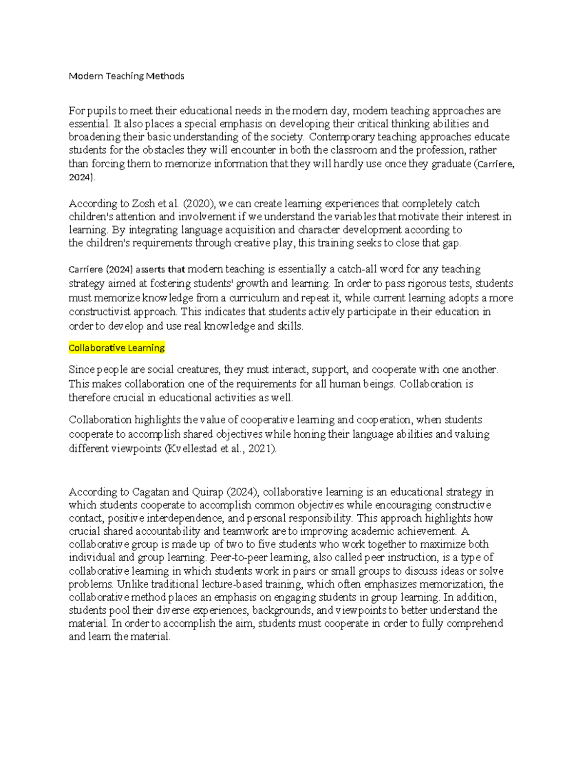 Modern Teaching Methods: Enhancing Learning Through Collaboration and ...