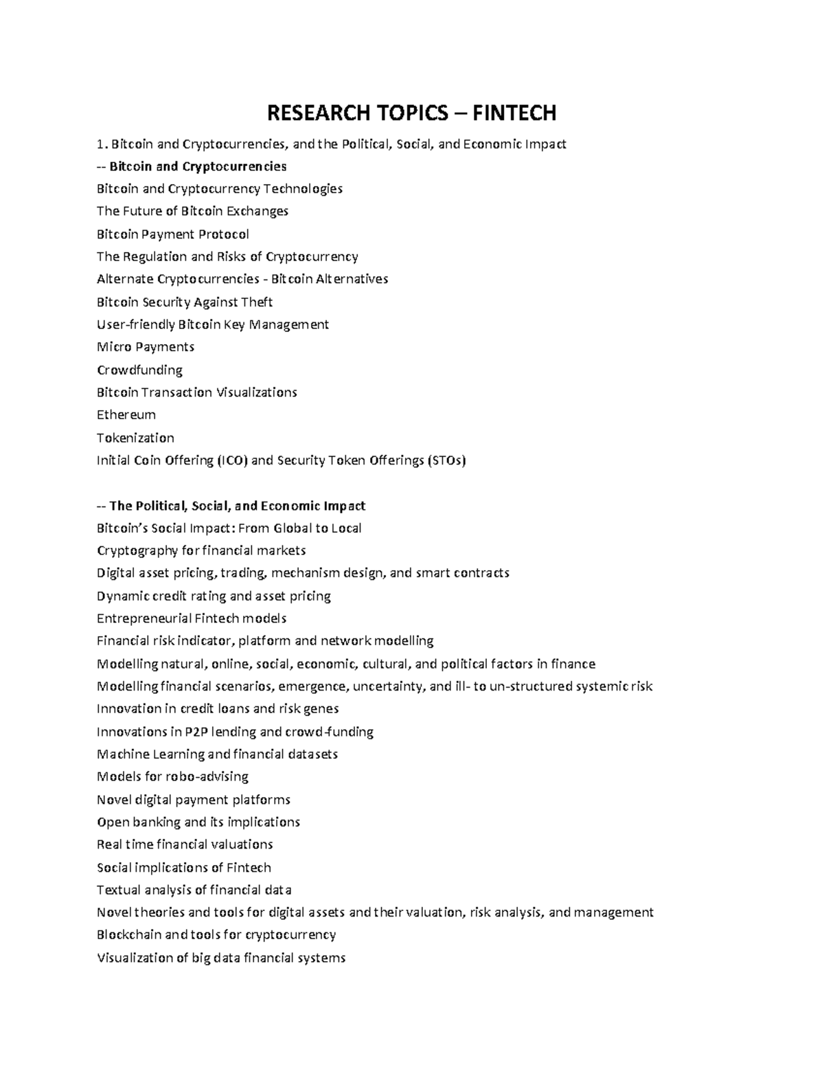 Fintech Research Topics: Exploring Innovations & Challenges in Finance -  Studocu