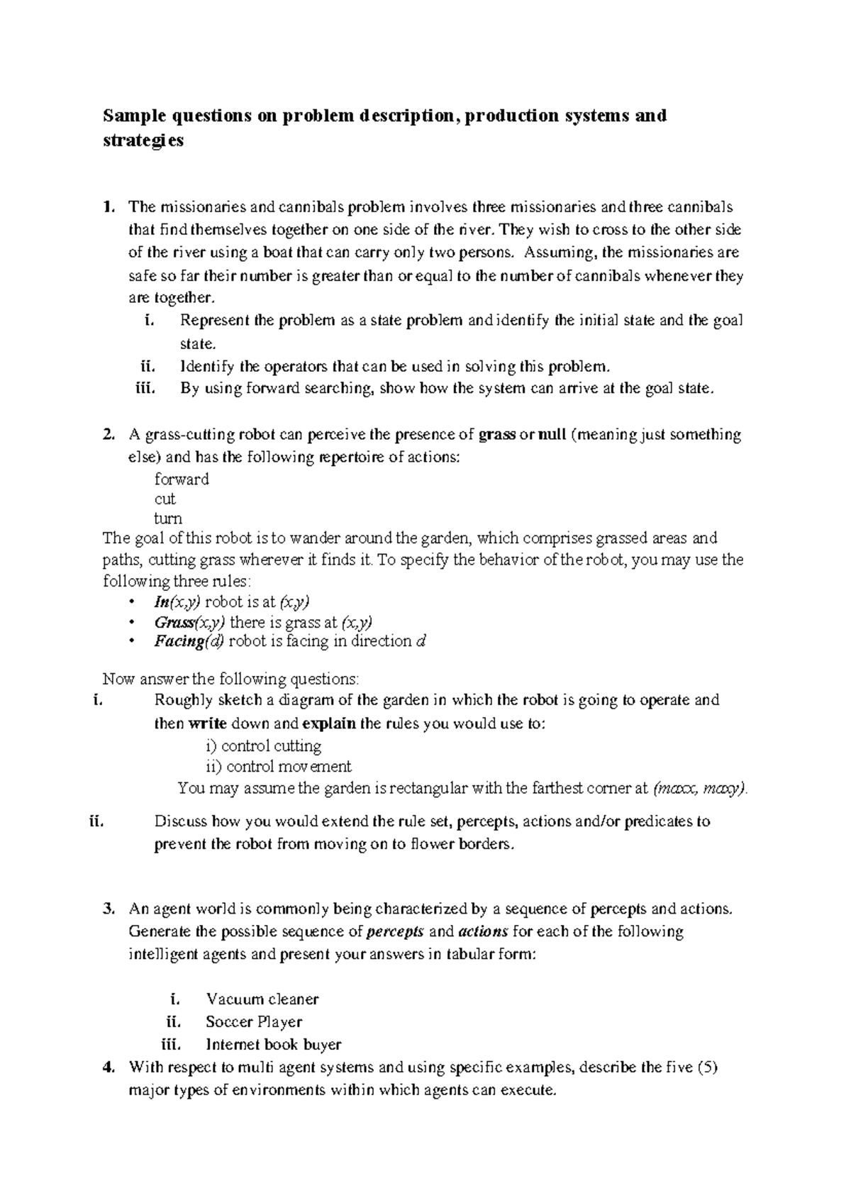 Sample Questions on Problem Description & Production Systems 230323 ...