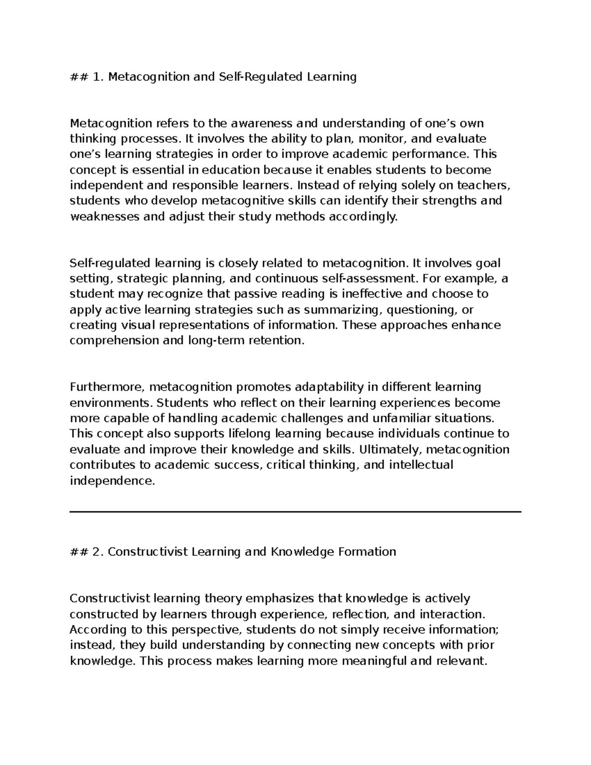 Metacognition and Learning Strategies: Insights for Inbound ...