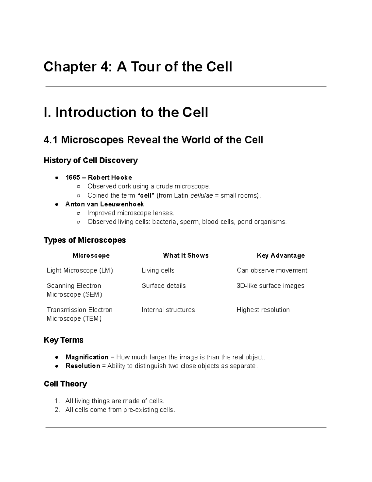 Chapter 4: A Tour of the Cell - Studocu