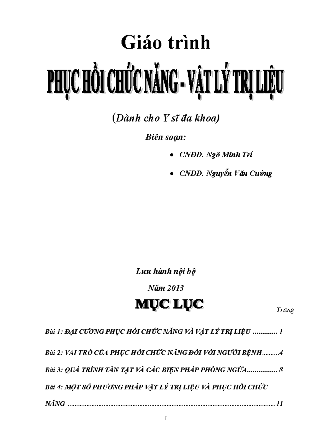 Giáo Trình Phục Hồi Chức Năng Vật Lý Trị Liệu T331JUSxfcv - Document Preview