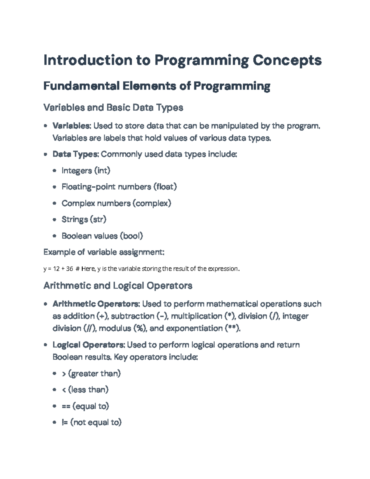 Introduction to Programming Concepts and Constructs (CS101 ...