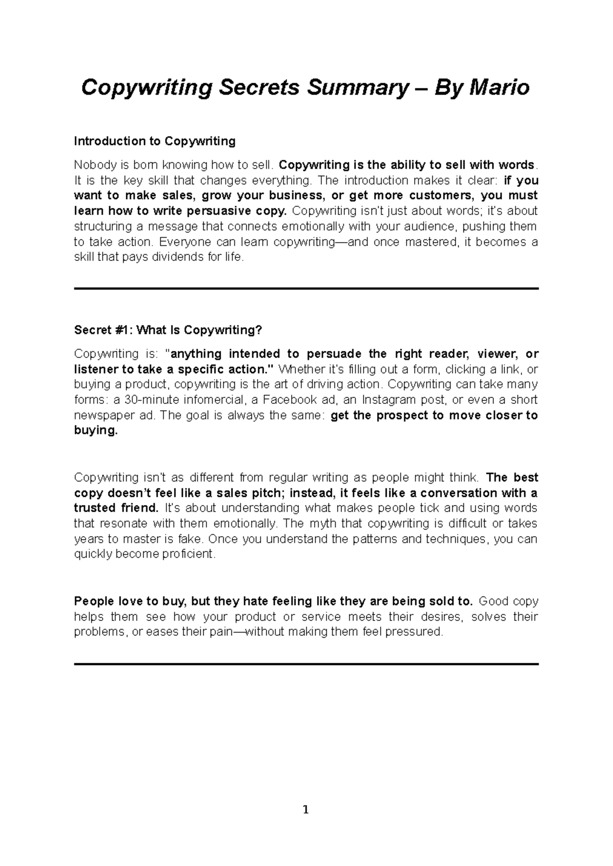 Copywriting Secrets Summary - Introduction to Persuasive Writing ...