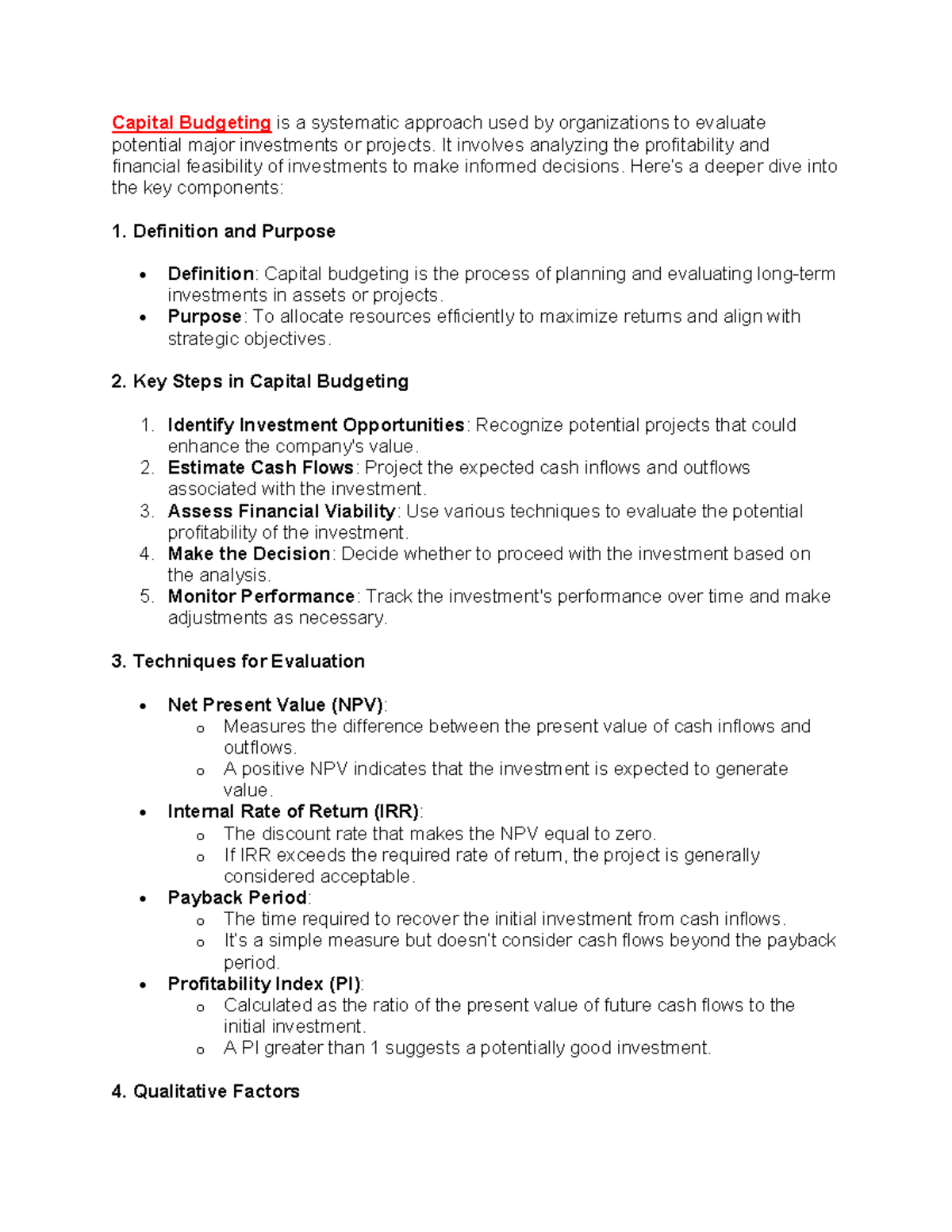 Lesson 6 - Capital Budgeting: Key Concepts and Evaluation Techniques ...