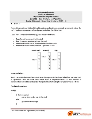 Chapter 1 - Data Structures and Algorithms Analysis Lecture - Studocu