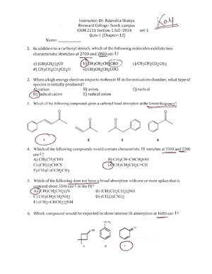 IR Spectrum practice - CHM2211 - Chapter 12 – Additional Practice ...