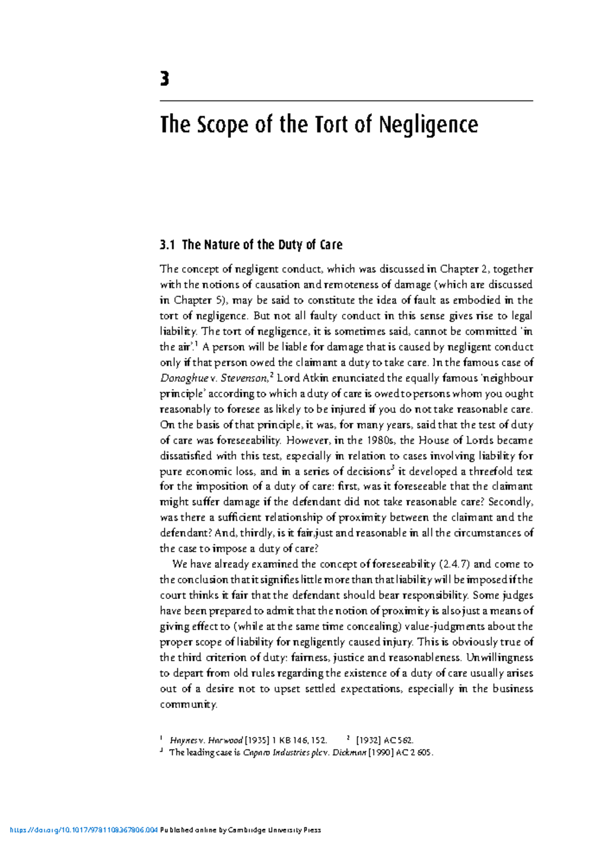 The Scope of the Tort of Negligence: Duty of Care Explained - Studocu