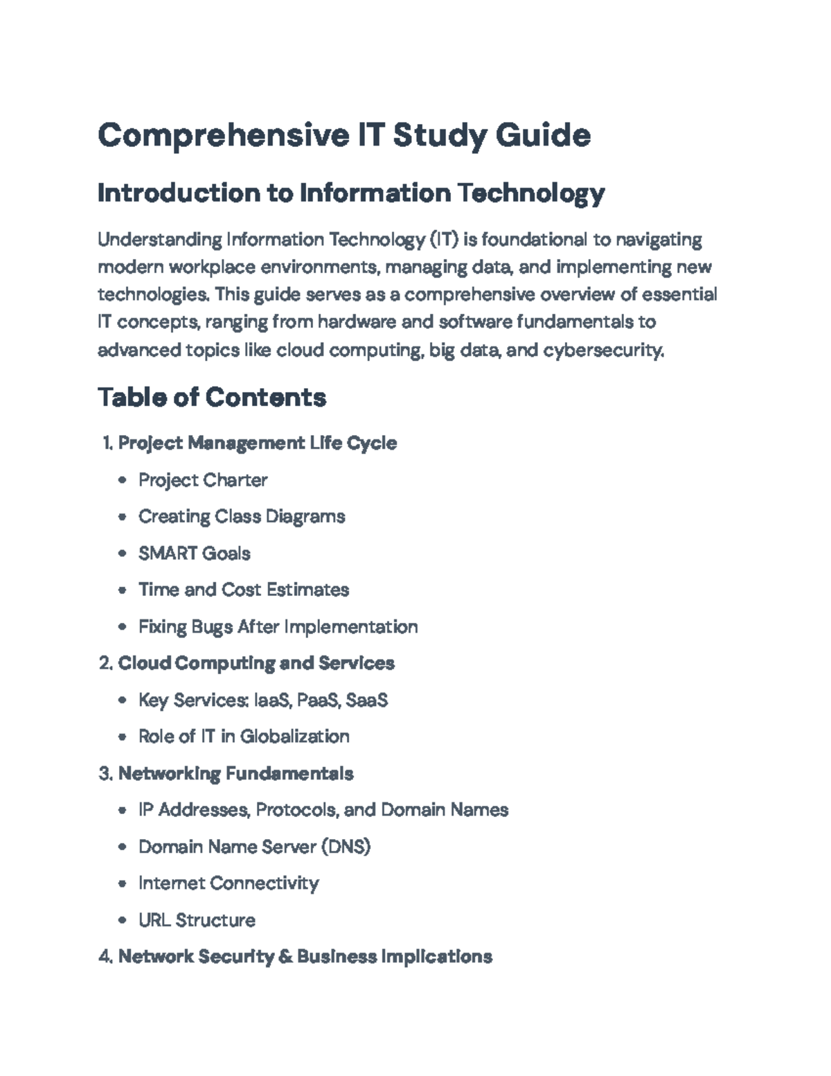 Comprehensive IT Study Guide: Key Concepts and Emerging Technologies ...