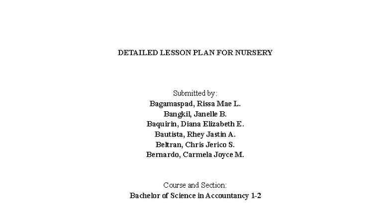 Detailed Lesson Plan for Nursery: Animals & Sounds - Studocu