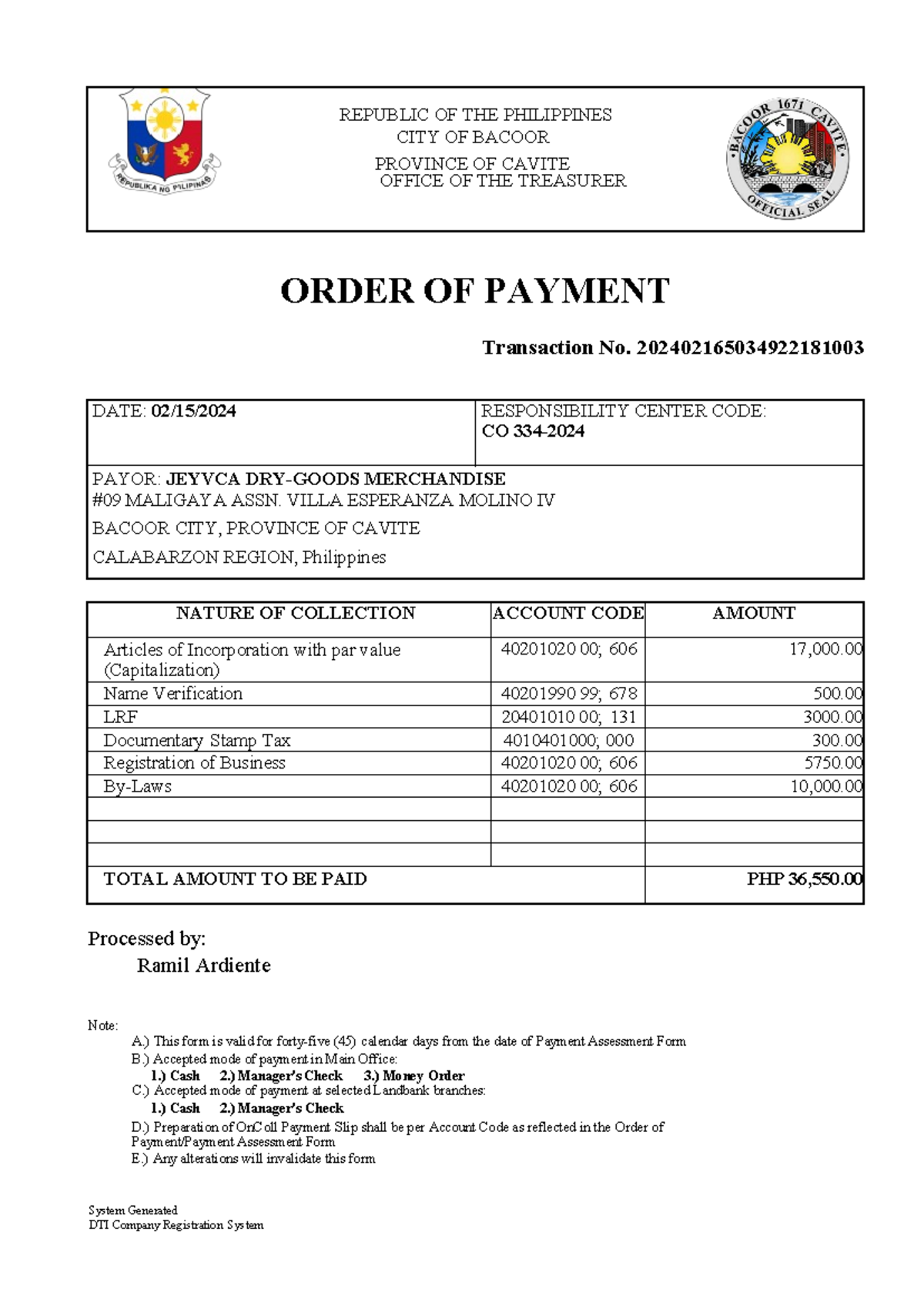 Order of payment - an instruction of a sender to a receiving bank ...