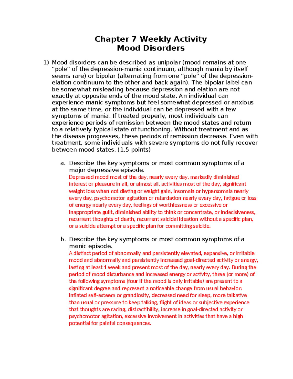 Chapter 7 Weekly Activity: Exploring Mood Disorders and Treatments ...