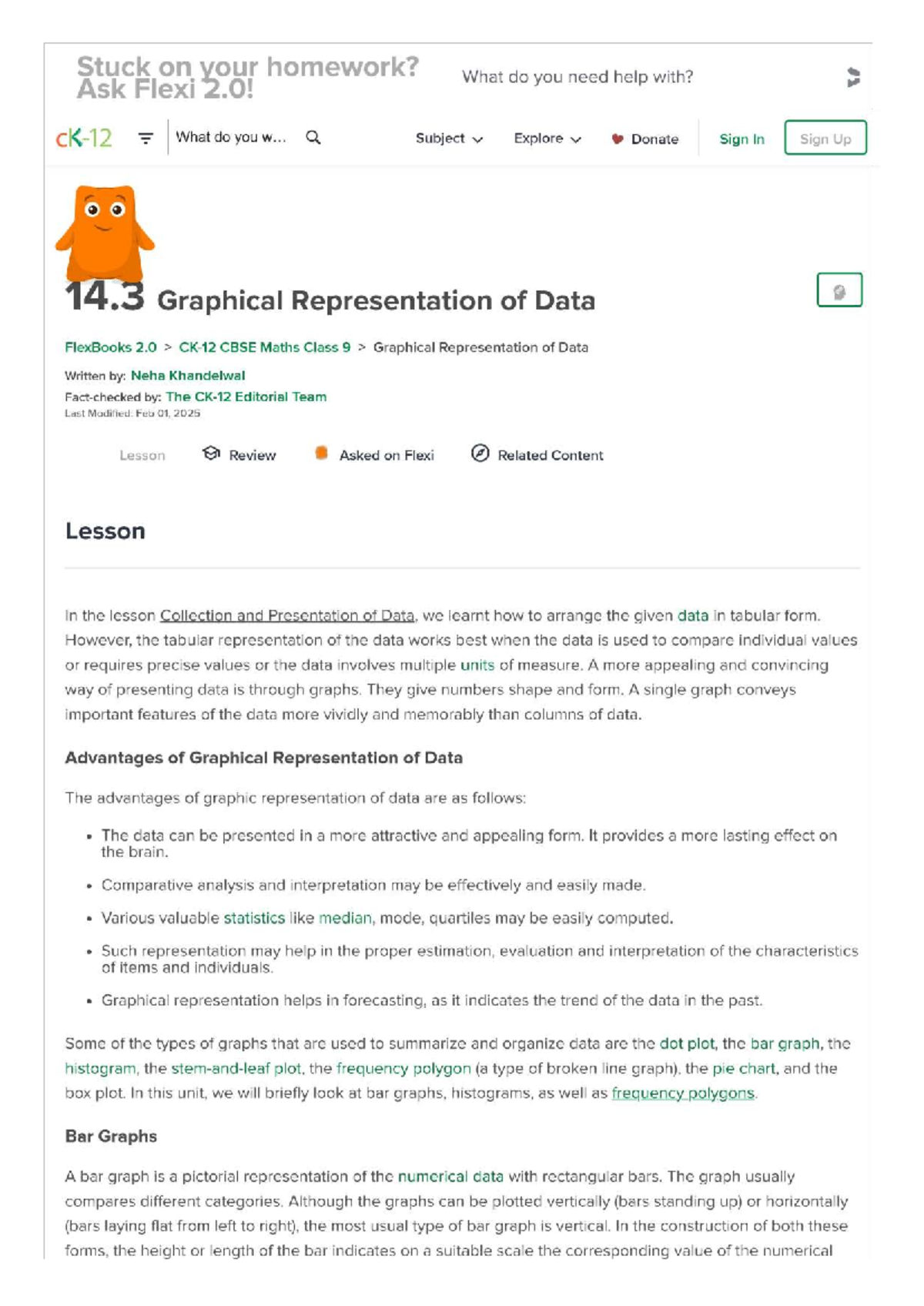 Graphical Representation of Data: Bar Graphs & Histograms (CK-12) - Studocu
