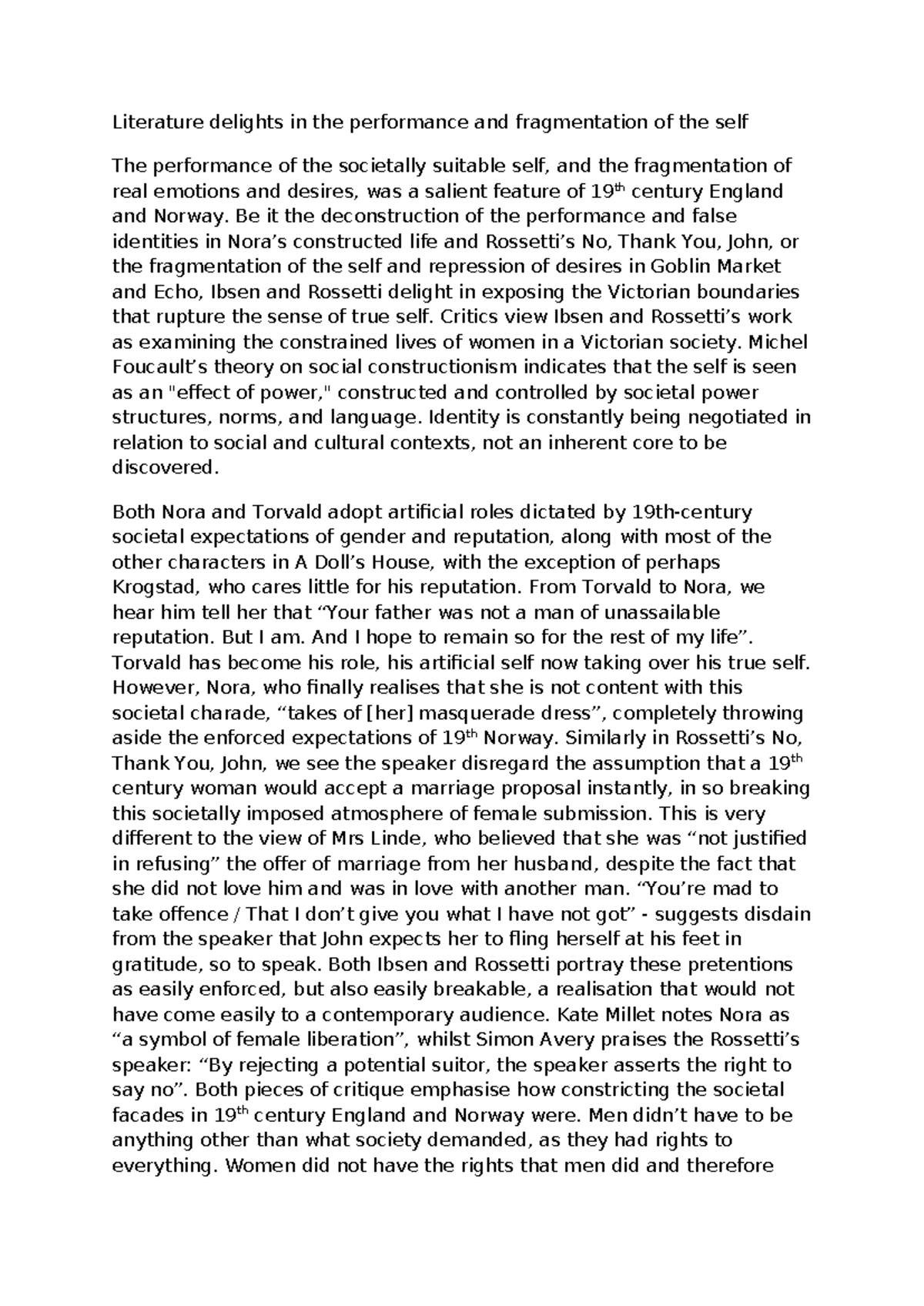 Essay – The Performance and Fragmentation of Self in 19th Century ...