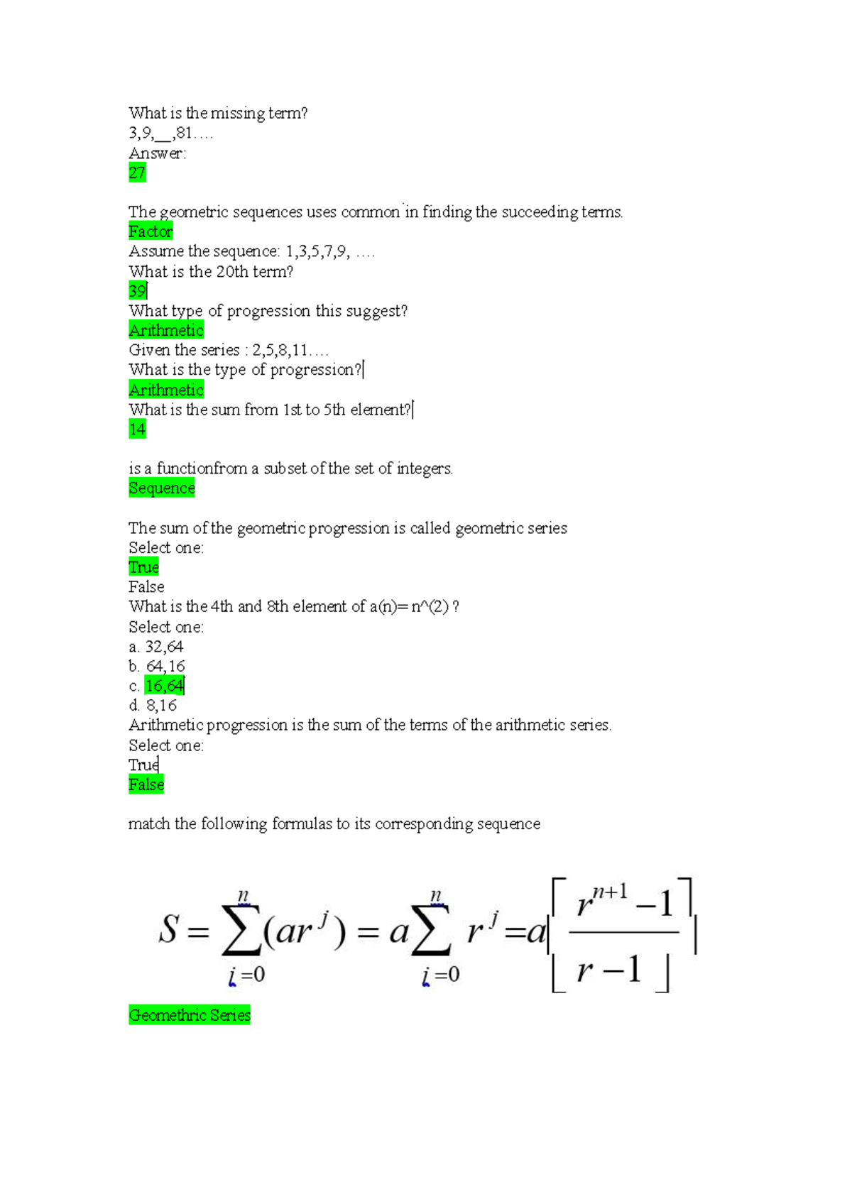 Discrete Mathematics Midterm Quiz 1: Sequences and Logic - Studocu