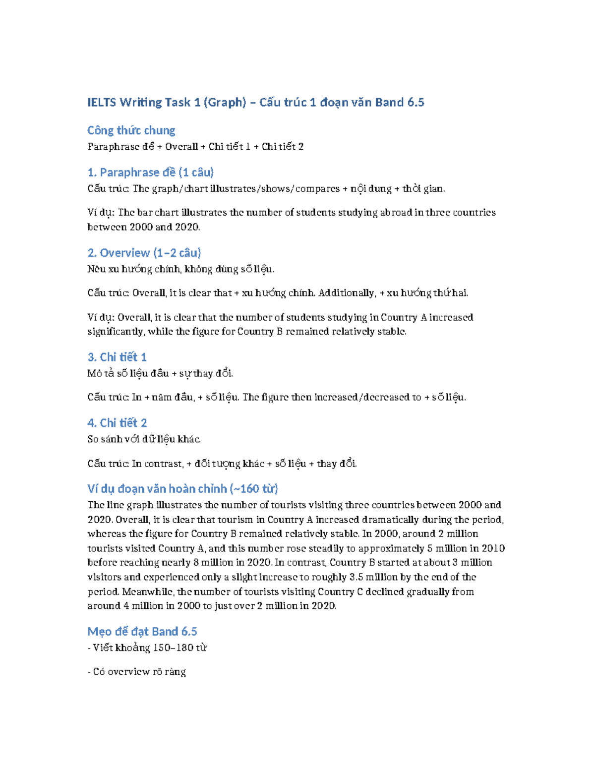 IELTS Writing Task 1 Structure for Band 6.5 – Tips & Examples - Studocu