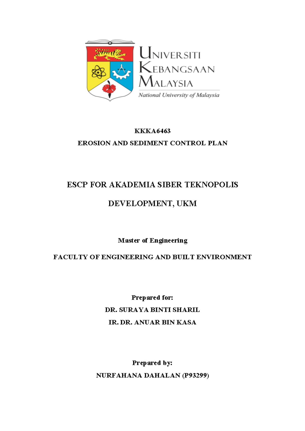 Erosion and Sediment Control Plan for AST Development Project (P93299 ...