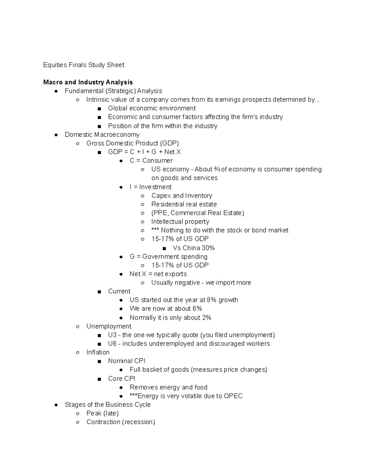 Equities FIN 301 Final Exam Study Guide - Studocu